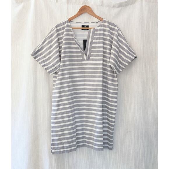 NWT ATM Anthony Thomas Melillo Gray Striped Tunic Shift Mini Dress, size L - Picture 1 of 8